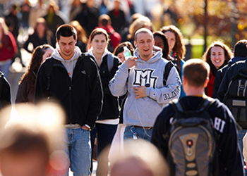 Student on campus walking